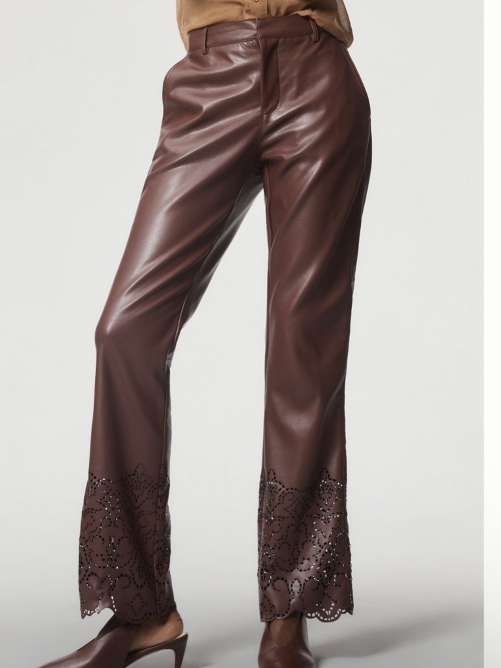 Nwt novelty cutwork faux leather pants